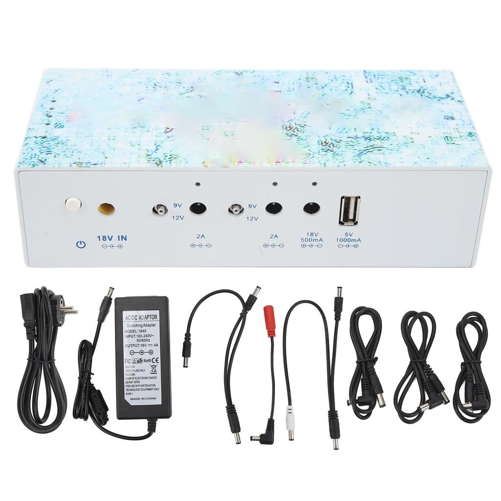 Guitar Pedal Power Supply Multichannel Fully Isolated Power Bank with 4 DC Cable 18V 4000ma Output Adapter for Guitar