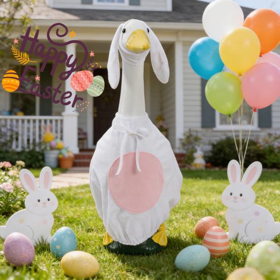1 Set Easter Porch Goose Bunny Outfits Outdoor Garden Lawn Yard Goose Statue Rabbit Ears Costume Spring Holiday Party Dress-up Clothing