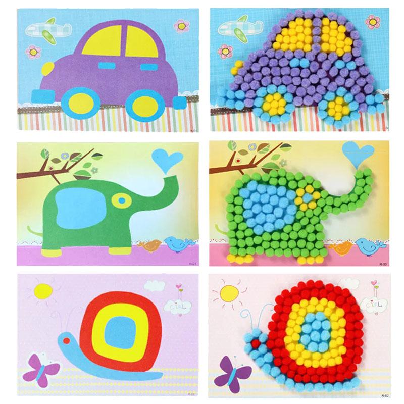 2/4PCS Fur Ball Painting Household Handmade DIY Handicrafts Desktop Wall Decoration Various Patterns Cute Cartoon Drawing TMZ