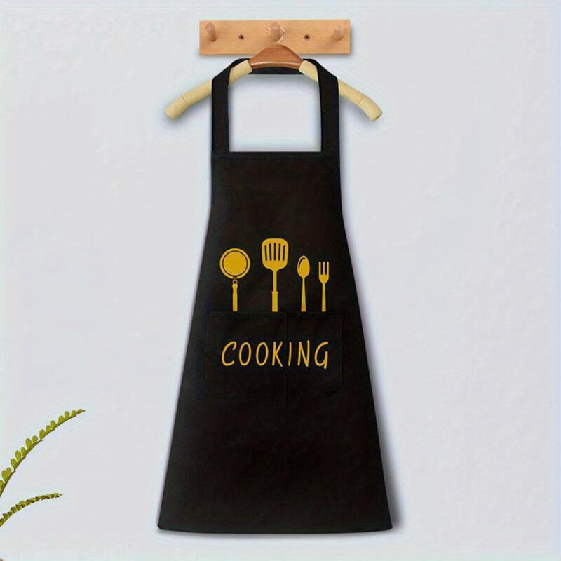 1pc  Cooking Apron  Waterproof and Oil-proof Apron with Pockets  for Coffee Bar  Restaurant  Adjustable Multipurpose Apron  Kitchen Supplies