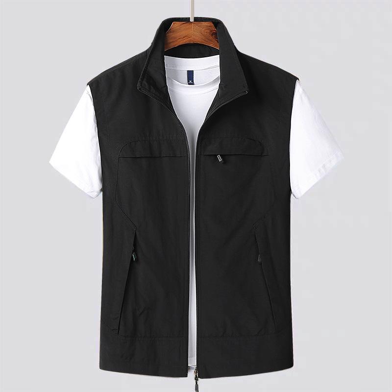 Men's Plus Size Quick-Dry Outdoor Casual Vest - Sleeveless, Loose Fit for Spring & Autumn