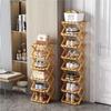 Bamboo Shoe Rack, Foldable Space Saving Shelves for Home and Bedroom - Interior Entry Storage Free Footed Shoe Narrow Shelf