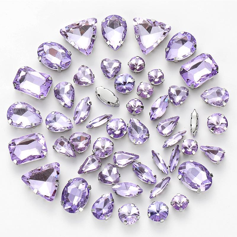 50 Mixed Silver Claw Drill Crystal Sewing Drill with Holes DIY Handmade Wedding Apparel Materials Jewelry Accessories Rhinestone Sew On Beads