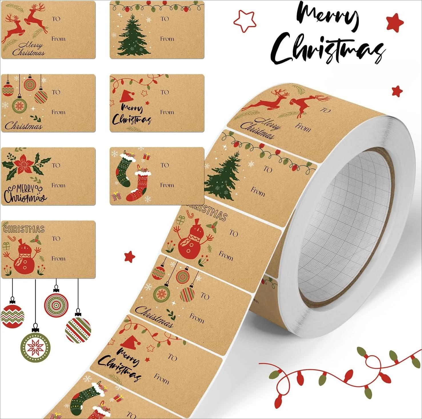 

210 pieces/roll Christmas gift label stickers, self-adhesive Christmas gift tags, name labels, thank you stickers