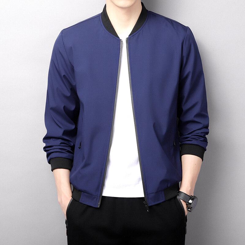Men's jacket spring and autumn Korean version trendy casual top spring and autumn zipper pocket jacket men's baseball jersey men's solid color
