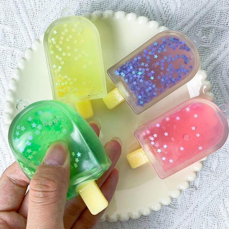 Mochi Taba Squishy Glitter Popsicle Stick Fluffy Ice Cream Fidget Kids Toy Candy Pudding Dessert Girl Birthday Gift