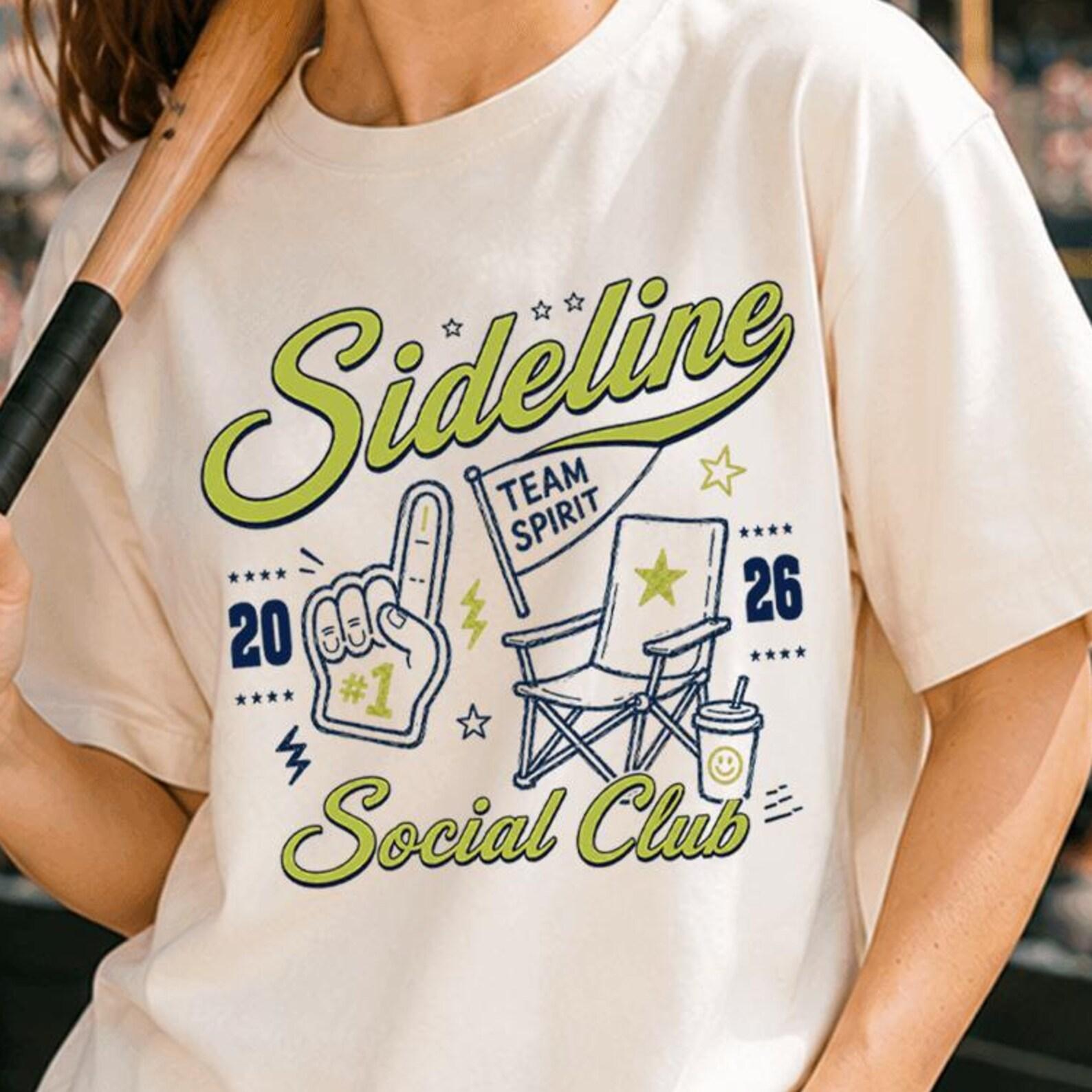 Sideline Social Club Shirt, Baseball Mom Shirt, Game Day Shirt, Sports Mama Tshirt, Soccer Mom Tee, Softball Mom, Football Season, Gameday 4XL