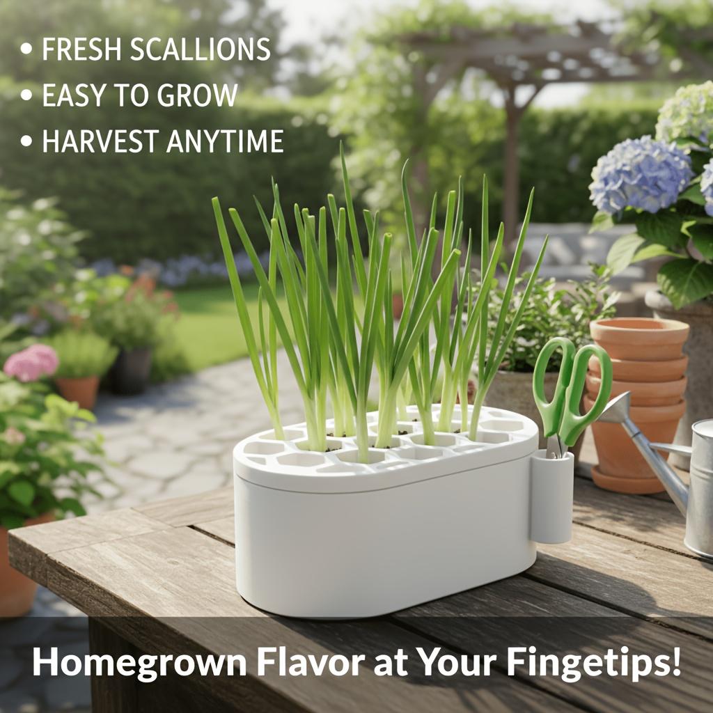 2 PCS Multifunctional Hydroponic Pot for Regrowing Scallions And Garlic,Comes with a Scissor Support Frame for Easy Access to Scissors