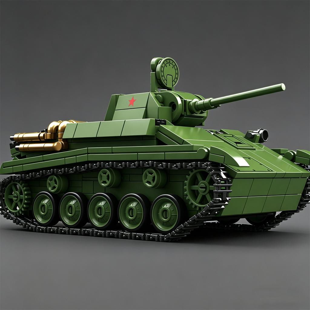MOC Figurine NEW Soviet T-70 Light Tank Building Blocks: Tracked Tank Armored Vehicle Educational Toy