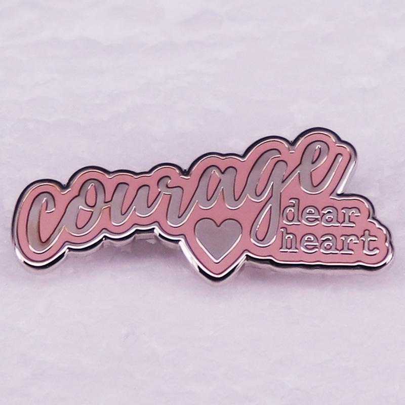 Courage Dear Heart Pink Brooch Ornament Gift серебряный
