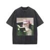Cute Princess Cat Treasure Graphic T-shirt, Oversized Retro Washed Tee Unisex For Men Women Travel Daily Casual Streetwear Cotton Tops, Y2K Style