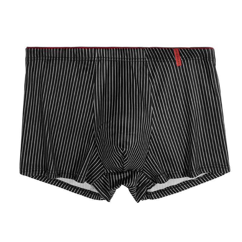 Men's Vertical Striped Soft Boxer Briefs - Breathable, Elastic, and Skin-Friendly.
