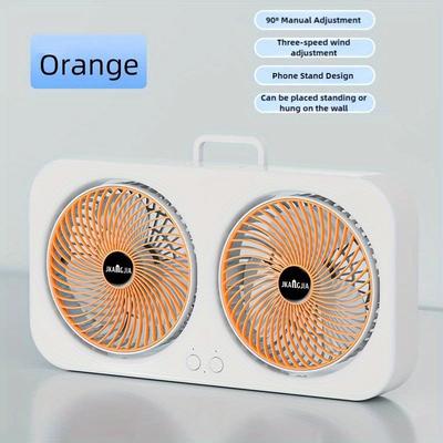 Stolní cirkulační ventilátor s dvojitou hlavou a bezkartáčovým motorem - USB dobíjecí, 2stupňový turbo ventilátor, nastavitelný více rychlostmi, otočný, oboustranné použití