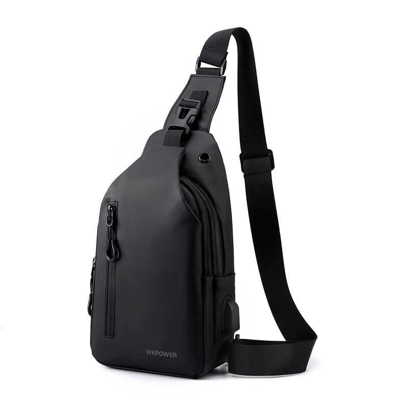 Men's Sling Bag Multi-Functional Chest Bag with Headphone Jack Modern Crossbody Bag for Phone & Essentials