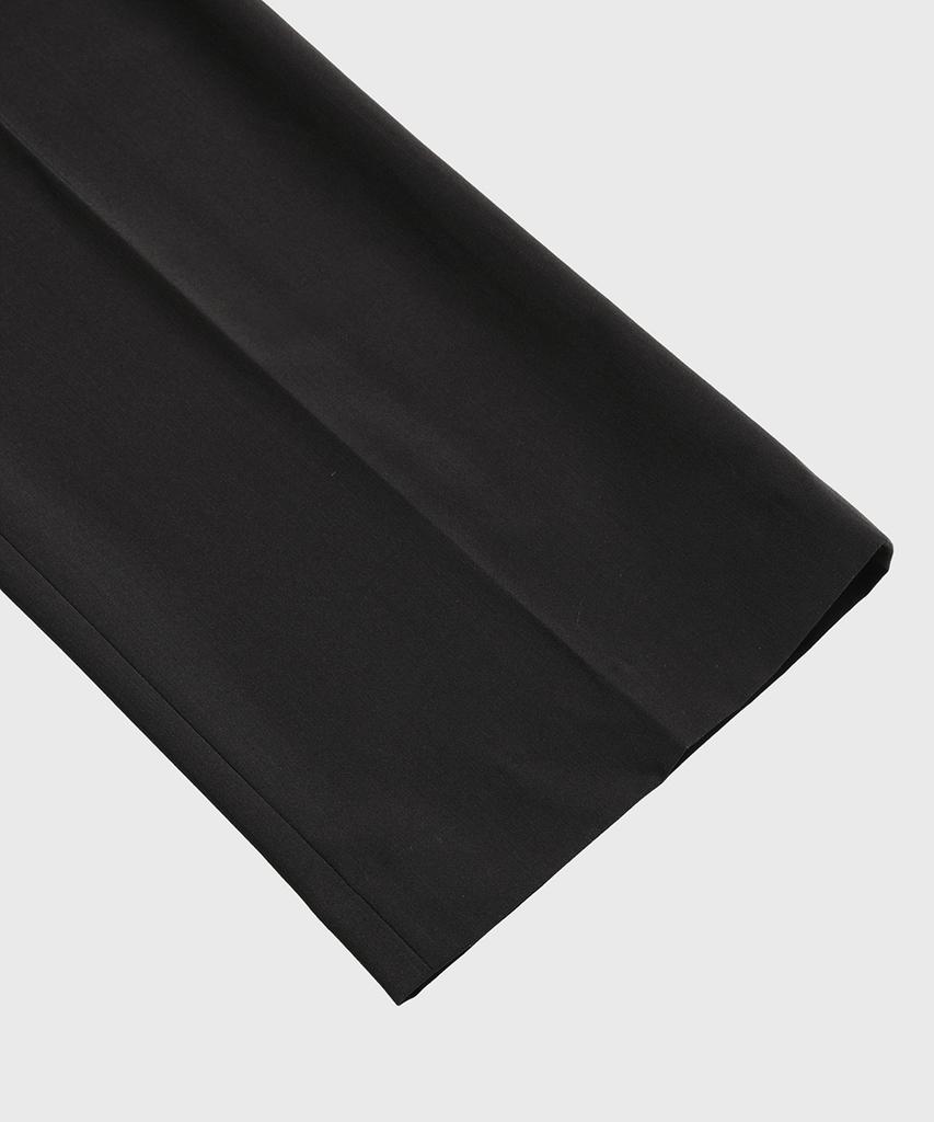 LEMAIN SECOND Single-Pleat Semi-Wide Hidden Elastic Waist Slacks [Black]