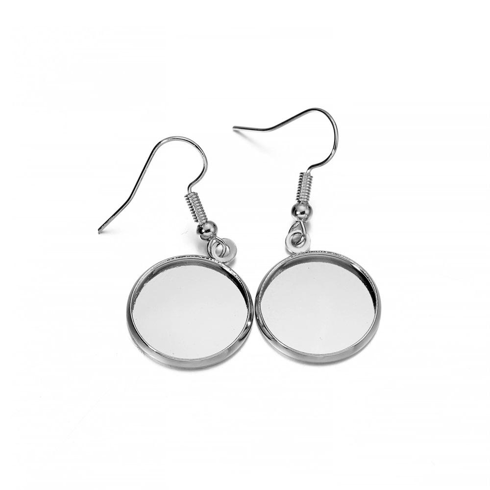 10pcs 10-25mm Tray Bezel Cabochon Earring Hook Blank Setting Round Pendant Ear Base Findings For DIY Glass Cameo Jewelry Making