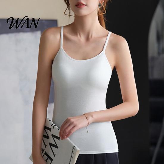 Top na cienkich ramiączkach Damskie topy cami z wkładkami Podwójnie podszywane koszulki camisole Fitness z wbudowanym biustonoszem Dopasowany Basic Letni Do wyjścia Oddychający