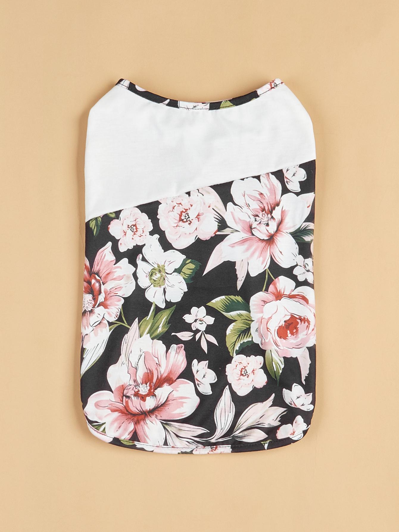 

Dog Shirts Colorful Floral Patterns Printed Vest for Small Dogs Costume Dog Pajamas Puppy Gift Pet Clothes XS（old）