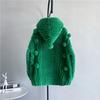 Autumn and winter new lamb wool hooded wool ball sheep shearing medium and long fur young coat thick fur