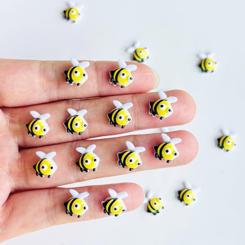 30/55Pcs New Cute Mini 3D Stereoscopic Little Bee Flatback Ornament Jewelry Making Manicure Hairwear Accessories A148