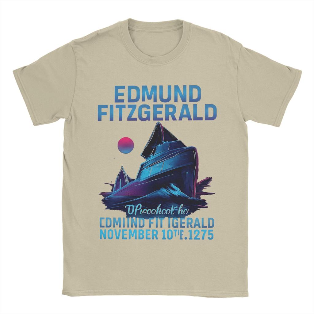 Edmund Fitzgerald Tričko Léto Velká Loď Bavlněná Trička Pro Muže Trendové Volné Tričko Krátký Rukáv Streetwear Topy