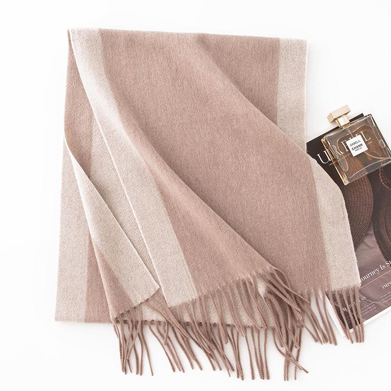 Wool Scarf Autumn and Winter Double Sided Solid Color Scarf Women's Thickened Warm Shawl Simple Tassel Versatile Scarf