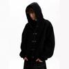 Mens Retro American Style Zip Hoodie Boxy Fit Short Streetwear Jacket