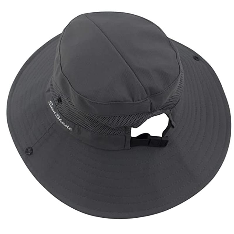 Waterproof Mesh Bucket Hat Hiking Camping Wide Brim Ponytail Fishing Hat 56-59cm чёрный