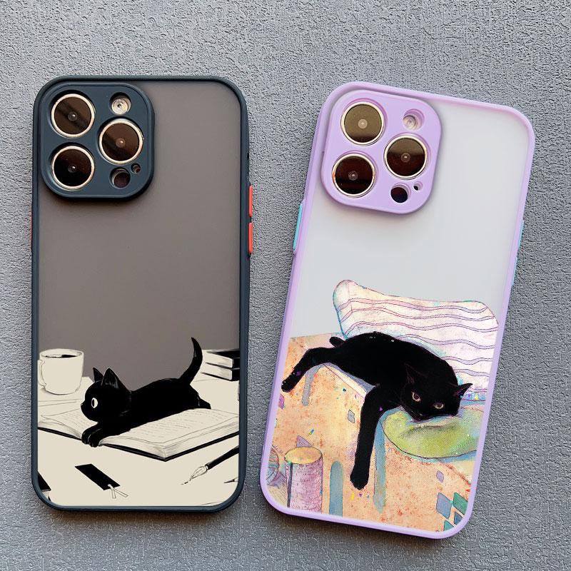 Funny Cat Daily Life Phone Case For iPhone 11 Case iPhone 12 14 Pro Max Mini 16 13 15 Pro Max 7 8 Plus XR XS X Shockproof Covers