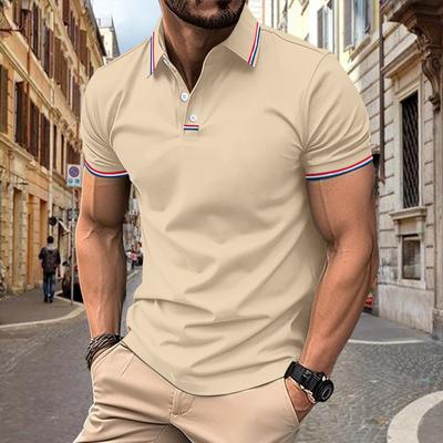 Business Short Sleeve Polo Shirt Striped Men Shirt Breathable Lapel Button Casual Top T-Shirt Summer Fashion Men's Polo Shirt