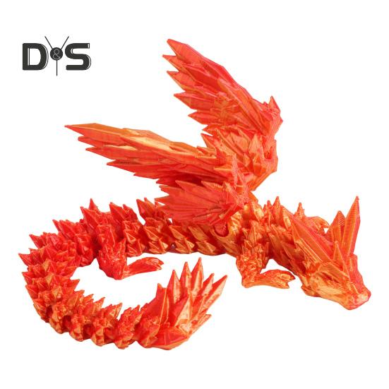 Figurita de Dragón Volador Impresa en 3D Articulaciones Móviles Figura de Dragón Colorida Modelo de Dragón Alado Articulado Juguete Fidget Adorno Decorativo de Escritorio