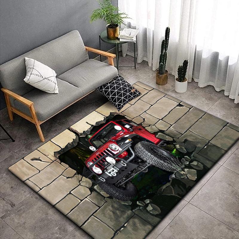 3D Vintage Car Area Rug Large,Carpet Rug for Living Room Bedroom Sofa Decoration,Doormat Kitchen Non-slip Floor Mat Picnic  Camp