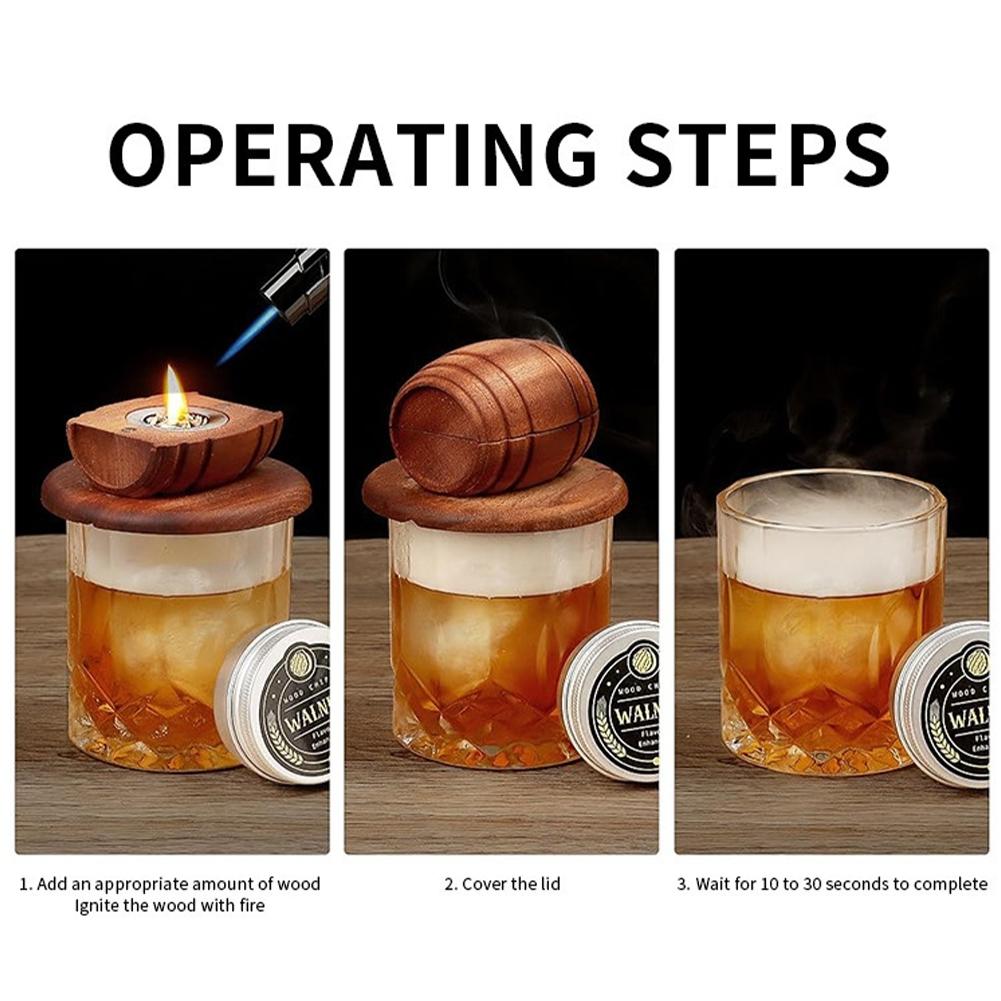 Alkohol Räuchergerät Whiskeyfass Cocktail Rauch Premium Holz Räucherfass Infuser Werkzeug Für Hausbar Cocktail Zubereitung Zubehör