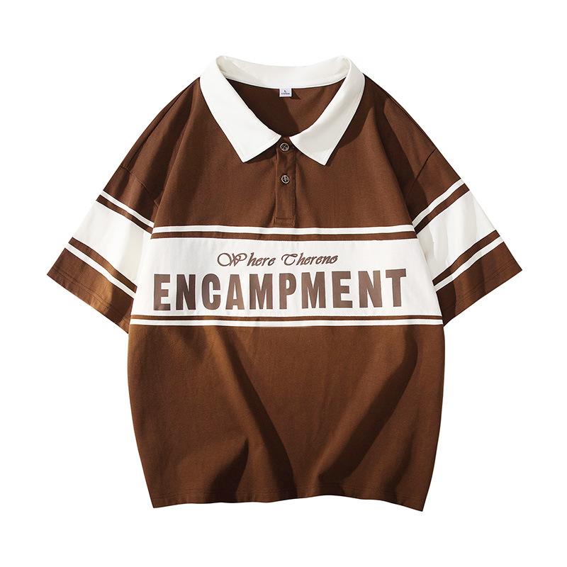 

Модная футболка с коротким рукавом и круглым вырезом, мужская хлопковая свободная рубашка поло с принтом XXXL