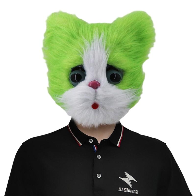 Halloween Latex Animal Cat Head Mask Fancy Dress  Plush Mask  Animal Mask