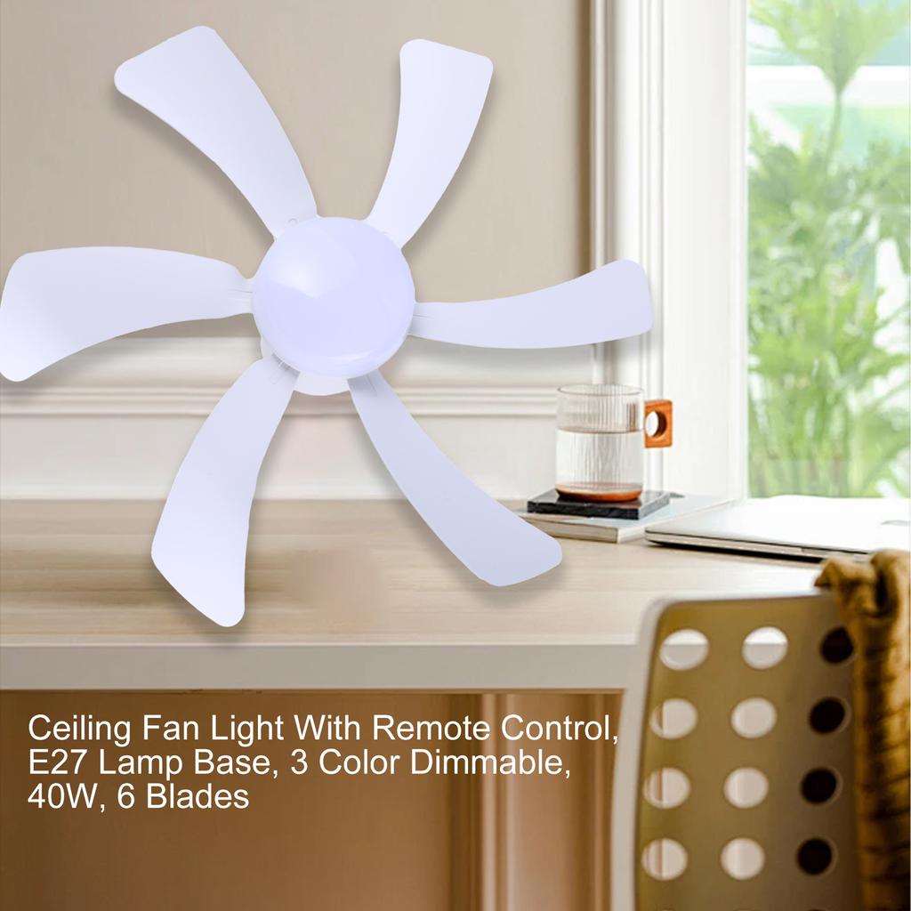 E27 Ceiling Fan AC85-265V Fan Light with Remote Sudden Stop Protection for Indoor Home 3 Gear Adjustable Chandelier Fan