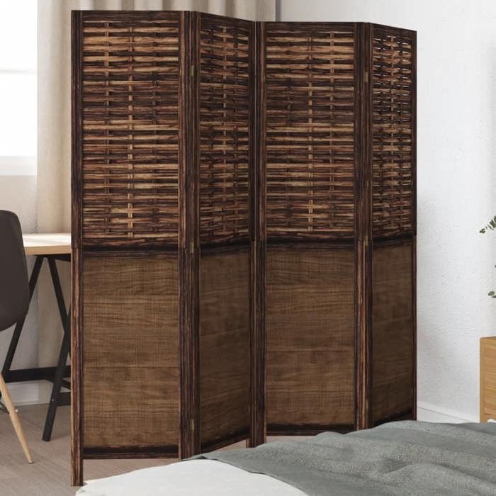 VidaXL Cloison de Séparation 4 Panneaux, Séparateur de Pièce, Écran d'Intimité, Paravent de Salon Chambre, Marron Foncé Bois 358705