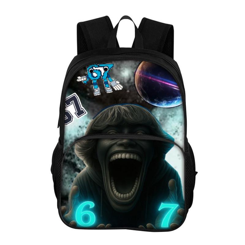 67 Printed School Backpack With Breathable Pu Material For Middle School Students