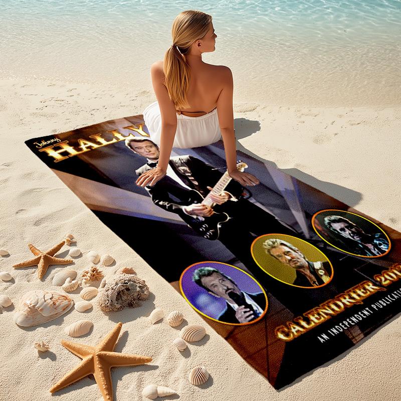 French legendary rock singer and actor Johnny Hallyday towel outdoor camping vacation swimming beach towel outdoor absorbent bath towel Y25