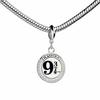 Harry Potter Sterling Silver Platform 9 3/4 Slider Charm with Crystals