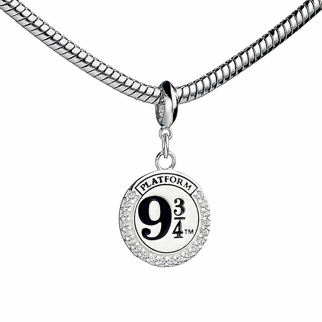 Harry Potter Sterling Silver Platform 9 3/4 Slider Charm with Crystals