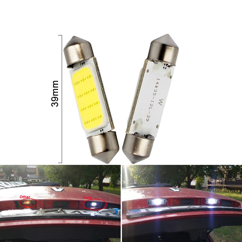 2 PCS C5W C10W Festoon 31mm 36mm 39mm 41mm LED Bulbs COB 12SMD 12V 7000K White Car Interior Dome Reading License Plate Lights