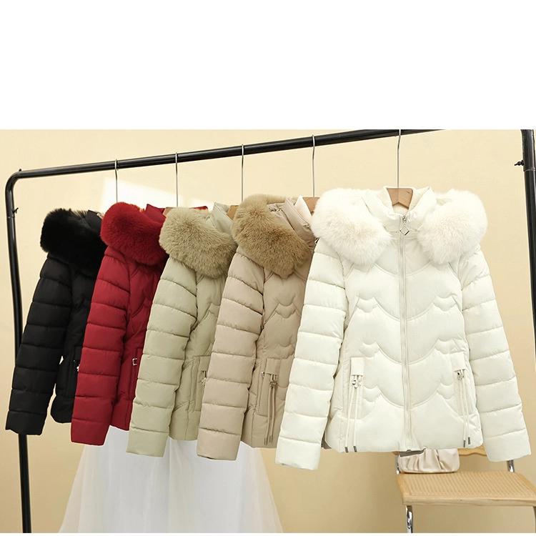 Women’s Short Hooded Windproof Thicken Warm Winter Jacket With Big Fur Collar