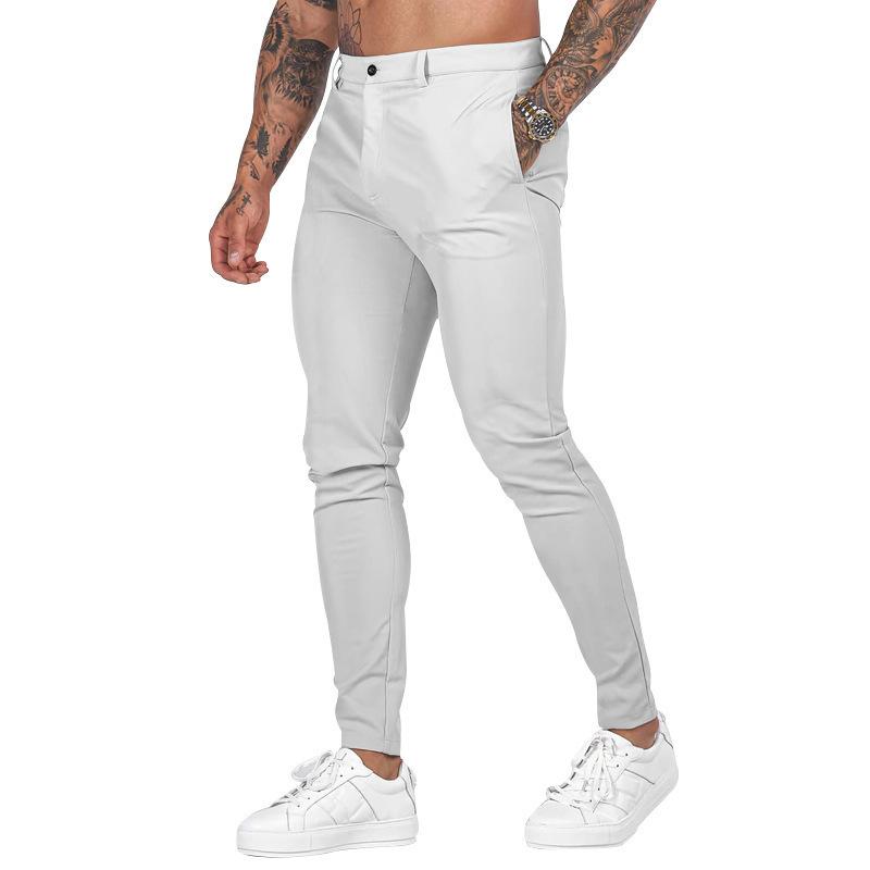 Nieuwe Slim-fit Broek Rechte Joggingbroek Casual Broek Effen Kleur Veelzijdig L white