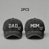 Vintage DAD MOM Love Printed Baseball Cap Washed Cotton Adjustable Couple Cap Sunscreen Hats For Man Women