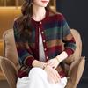 Women's Striped Autumn Knit Cardigan 2025: Fashionable, Loose-Fit, Slimming, Age-Defying Sweater Coat