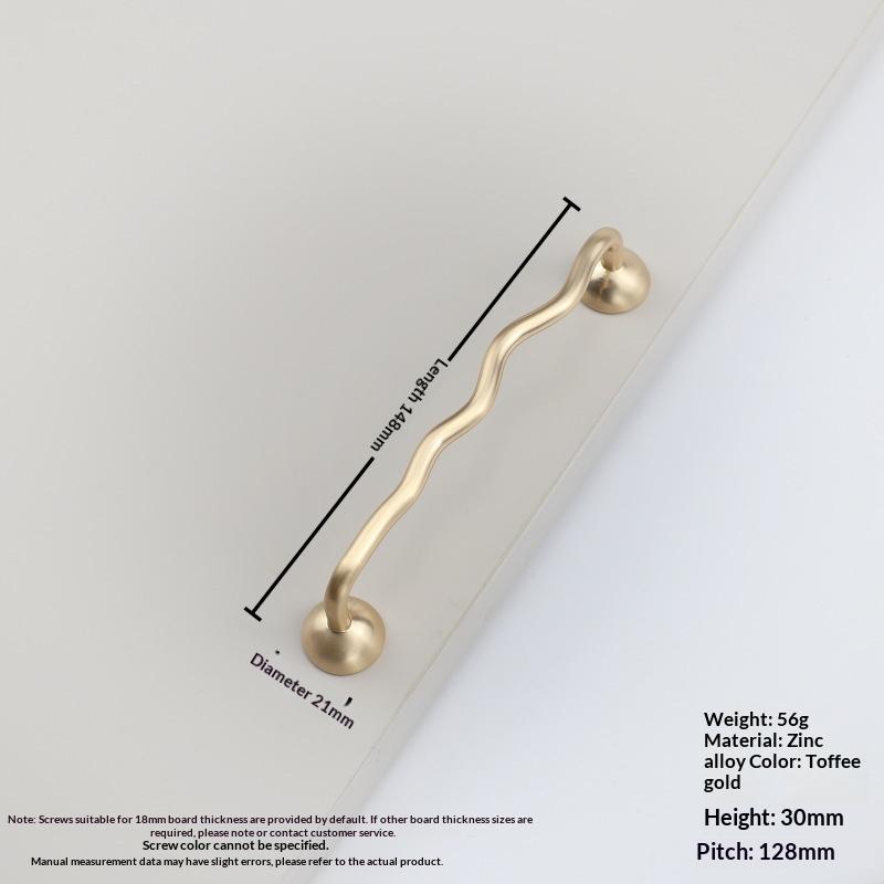 Wavy Rust Resistant Cabinet Door Handles Zinc Alloy Sleek Pulls for Bedroom Wardrobe Cupboard Home Upgrade