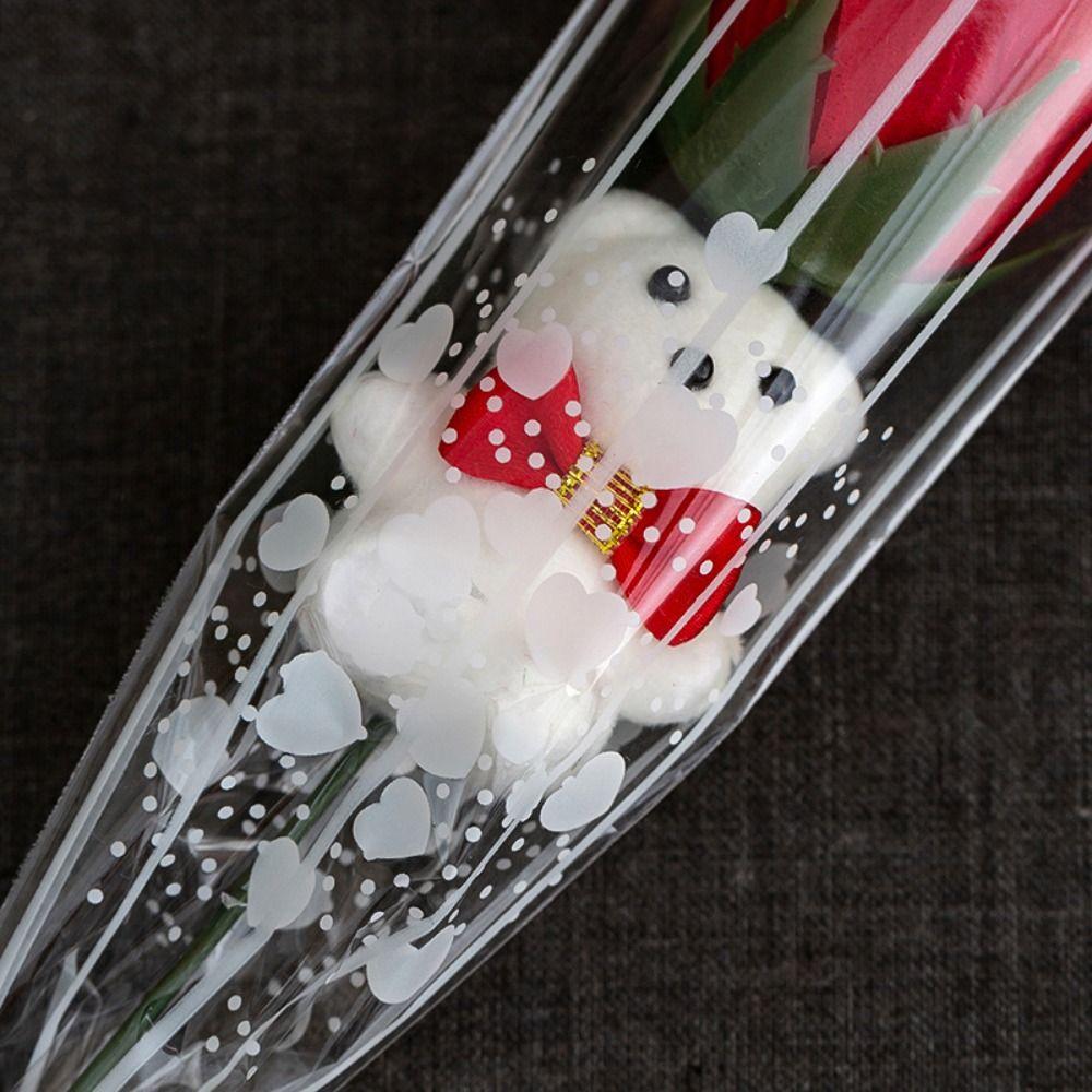 Einzelnes Süßes Bären-Abschluss-Bouquet Seidenblumen DIY Künstliche Rosenblumen Bären-Bouquet Dekoration Valentinstagsgeschenk
