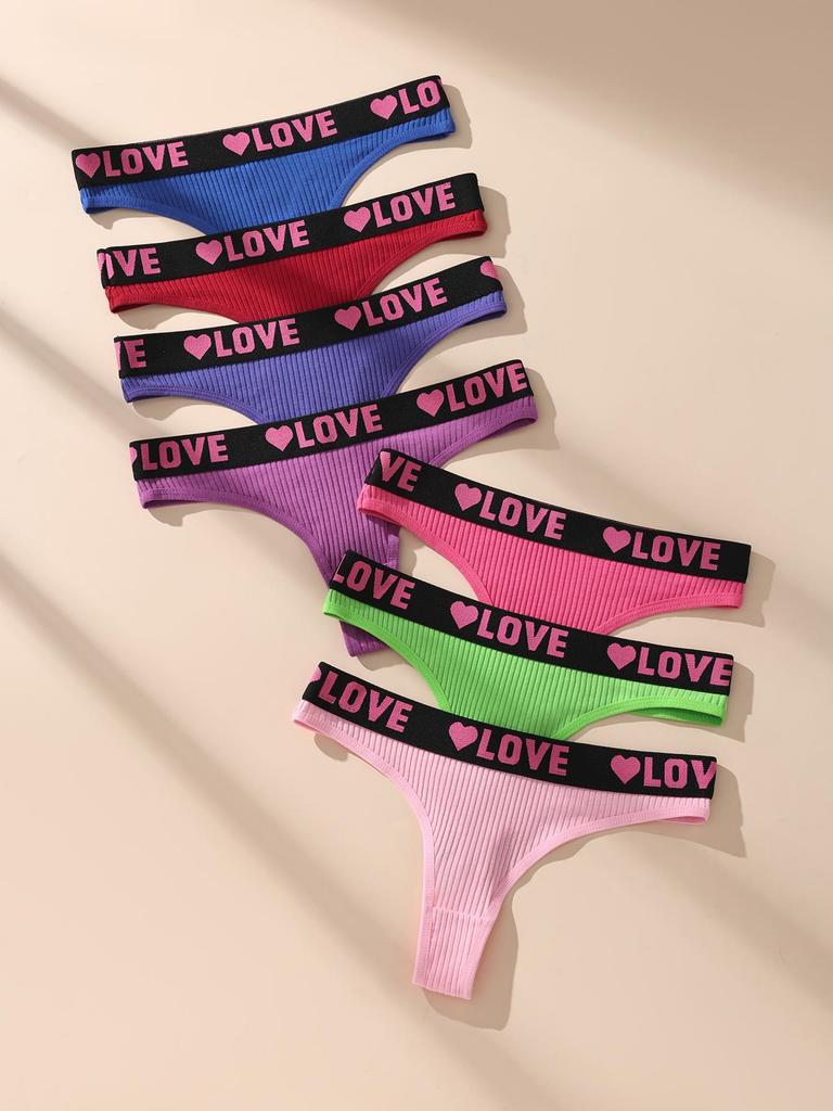 7Pcs/Set Women Thongs Sexy Underwear Low Waist Panties Sport Girls Briefs Cotton G-String Breathable XS-L Panty Female Lingerie