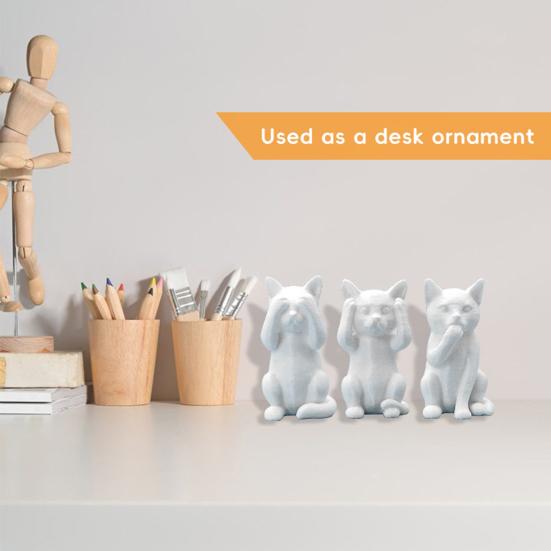 Smart Cat Ornament No See Speak Hear Mini Cat Statue Plastic Animal Sculpture Home Office Desktop Bookshelf Decoration